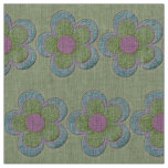 Green Blue and Pink Large Textured Flowers Fabric