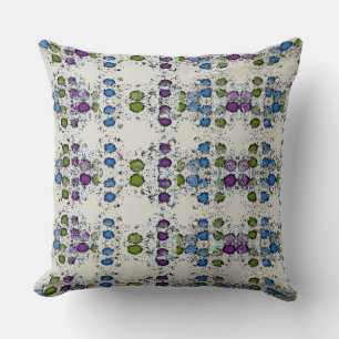 Green Blue and Purple Dots Throw Pillow