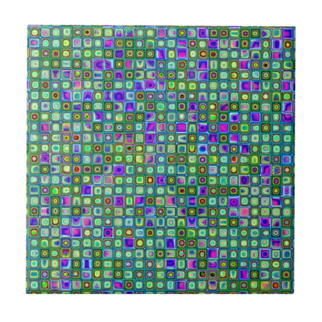 Green, Blue And Purple Funky Retro Tiles Pattern (Front)