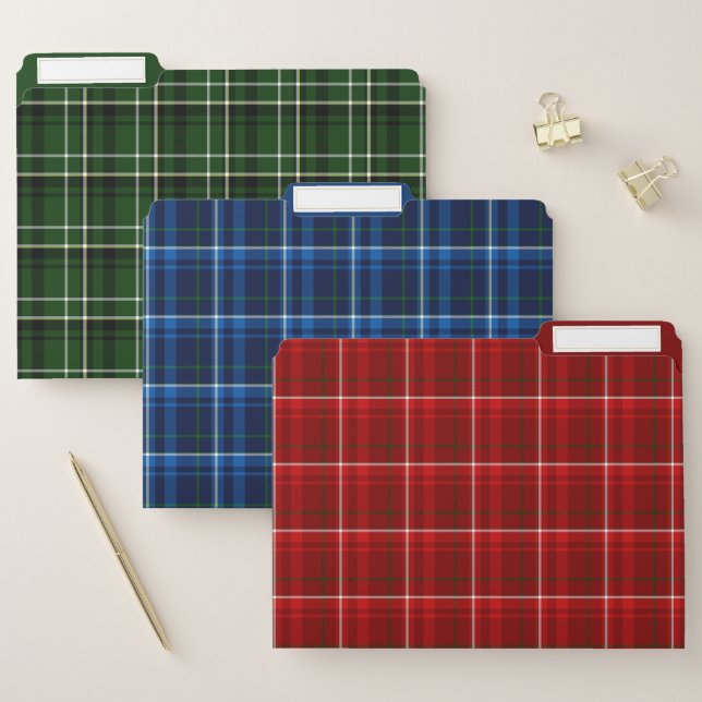  Green, Blue and Red Plaid File Folder (Set)