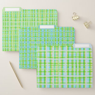 Green Blue and Teal Plaid File Folder