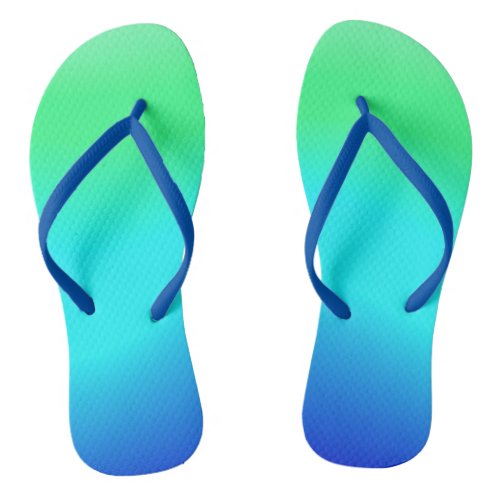 Green Blue and Turquoise Cool Water Ombre  Flip Flops