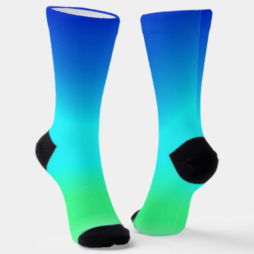 Green Blue and Turquoise Cool Water Ombre  Socks