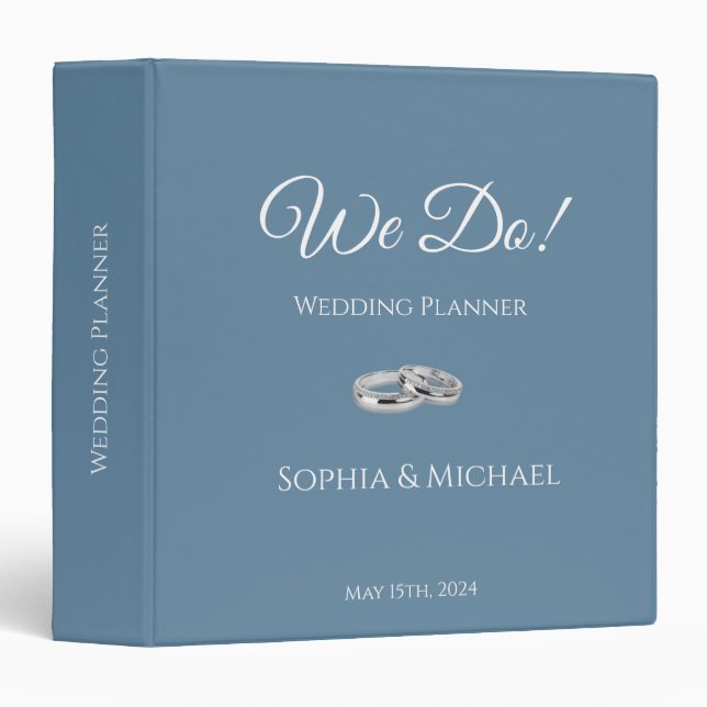 Green Blue and White Wedding-Planner 3 Ring Binder (Front/Spine)