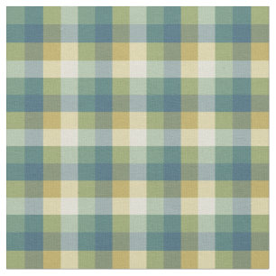 Green, Blue and Yellow Checkered Plaid Fabric