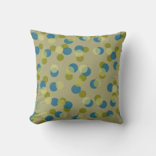 green, blue and yellow dots throw pillow