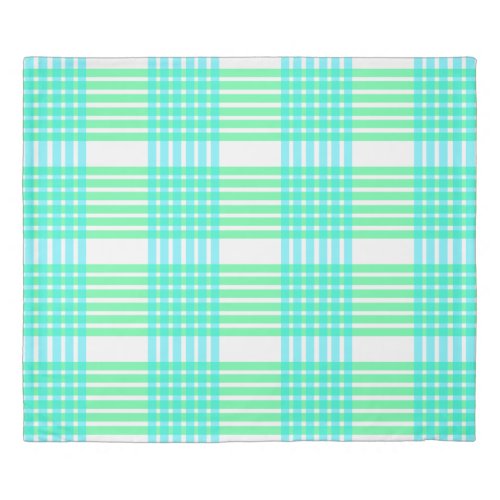 Green Blue Aqua Lines pattern plaid Duvet Cover