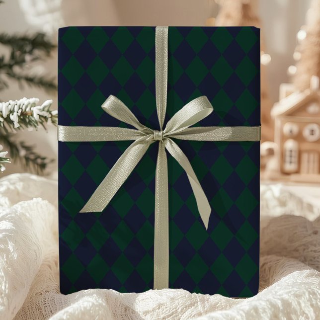 Green Blue Argyle Wrapping Paper (Creator Uploaded)