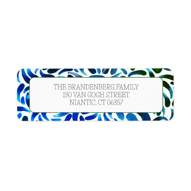 Green & Blue Art Birthday Paint Party Label (Front)