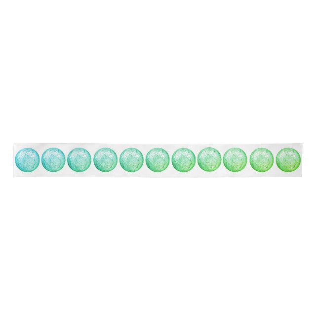 Green Blue Balls on White Ribbon (Front)