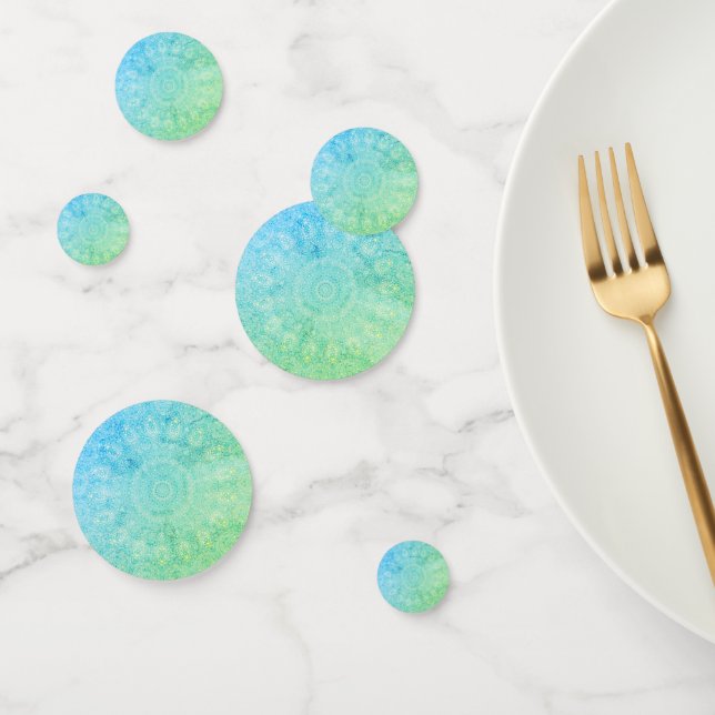 green blue bead doilies confetti (Group)