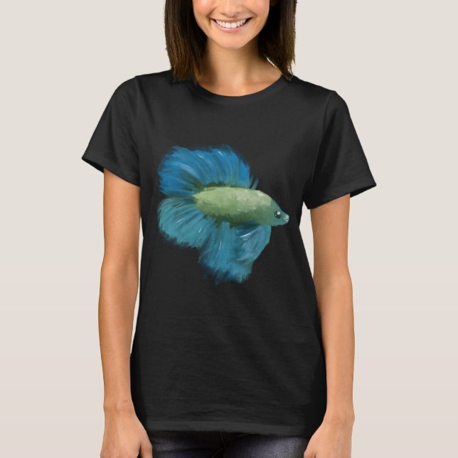 Green blue betta fish T-Shirt (Front)