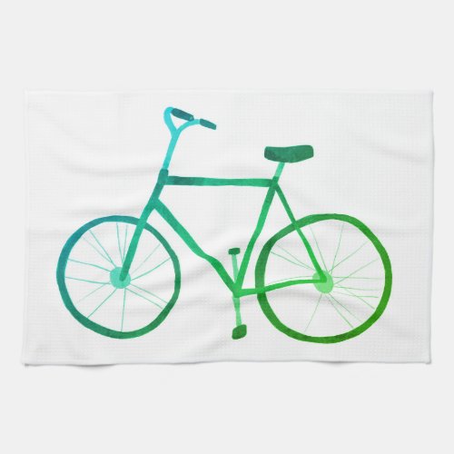 Green blue bicycle bike kitchen towel