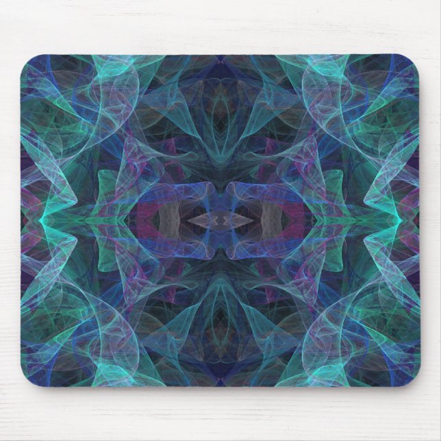 Green, Blue & Black Fractal Mousepad (Front)