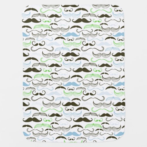 Green Blue  Black Mustache Design Stroller Blanket