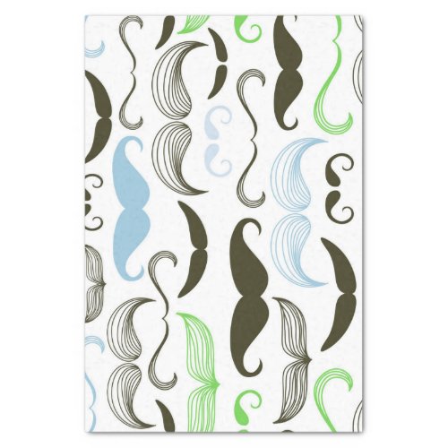 Green Blue  Black Mustache Design Tissue Paper