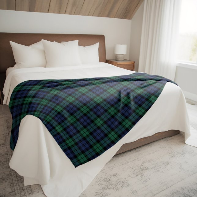 Green Blue Black Watch Tartan Plaid Fleece Blanket (Creator Uploaded)