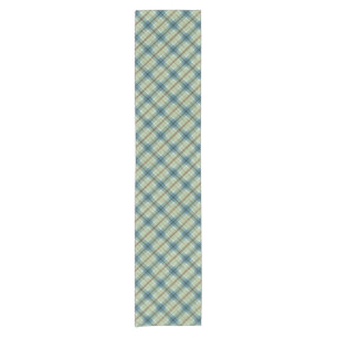 Green, Blue & Brown Watercolor Plaid Table Runner