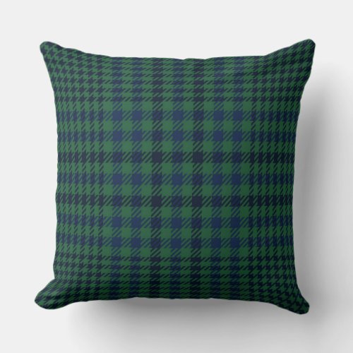 Green Blue Check Plaid Pattern Throw Pillow