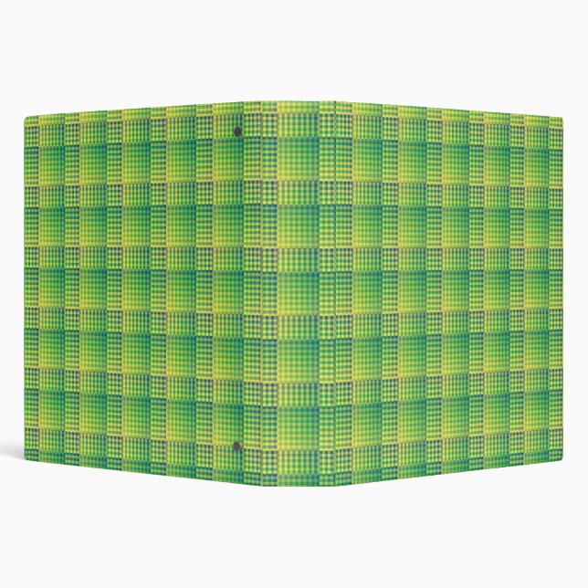 Green Blue Checker Abstract Pattern 3 Ring Binder (Background)