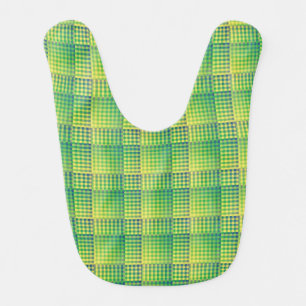 Green Blue Checker Abstract Pattern Baby Bib
