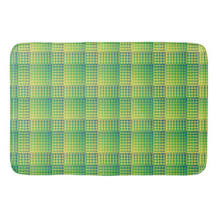 Green Blue Checker Abstract Pattern Bath Mat