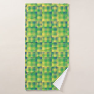 Green Blue Checker Abstract Pattern Bath Towel