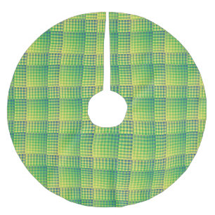 Green Blue Checker Abstract Pattern Brushed Polyester Tree Skirt