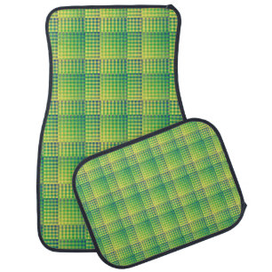 Green Blue Checker Abstract Pattern Car Floor Mat