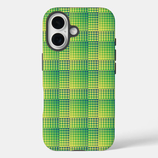 Green Blue Checker Abstract Pattern Case-Mate iPhone Case (Back)