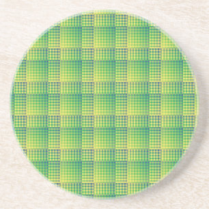 Green Blue Checker Abstract Pattern Coaster