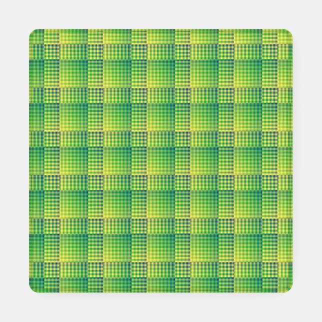 Green Blue Checker Abstract Pattern Coaster Set (Single)