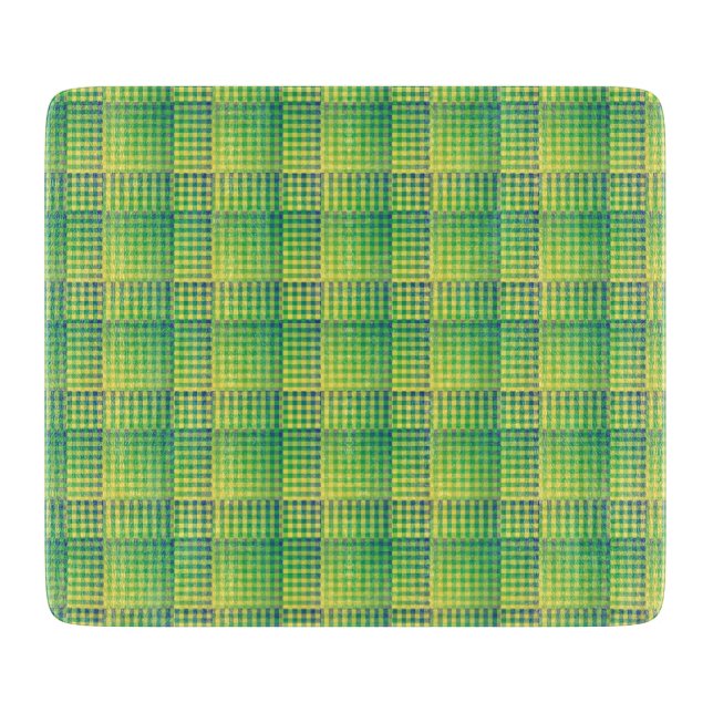 Green Blue Checker Abstract Pattern Cutting Board (Front)