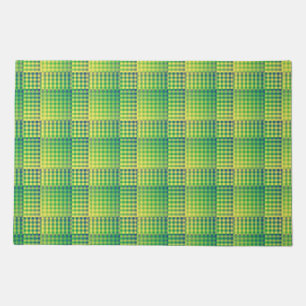Green Blue Checker Abstract Pattern Doormat