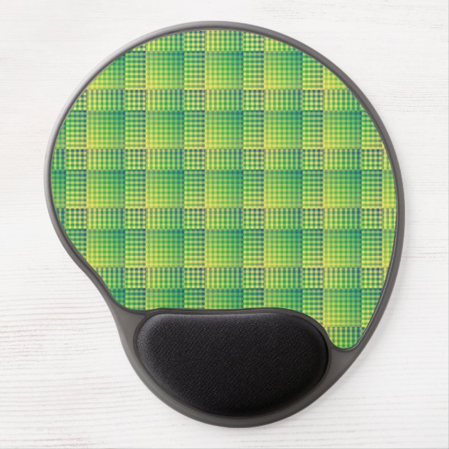 Green Blue Checker Abstract Pattern Gel Mouse Pad (Front)