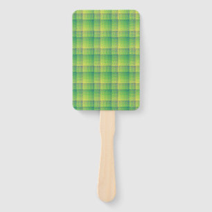 Green Blue Checker Abstract Pattern Hand Fan