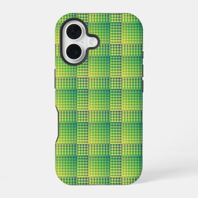 Green Blue Checker Abstract Pattern Iphone Case (Back)