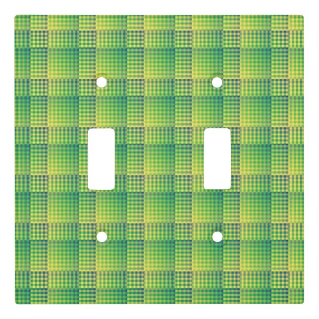 Green Blue Checker Abstract Pattern Light Switch Cover (Front)