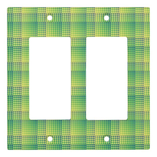 Green Blue Checker Abstract Pattern Light Switch Cover (Front)
