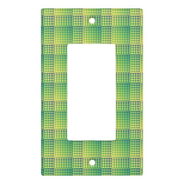 Green Blue Checker Abstract Pattern Light Switch Cover (Front)