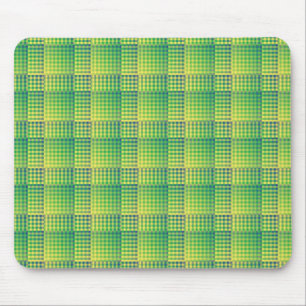 Green Blue Checker Abstract Pattern Mouse Pad