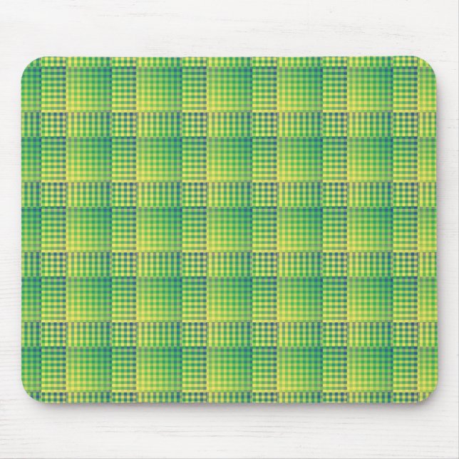Green Blue Checker Abstract Pattern Mouse Pad (Front)