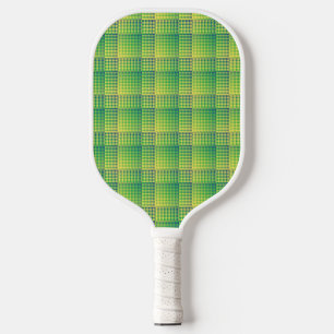 Green Blue Checker Abstract Pattern Pickleball Paddle
