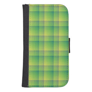 Green Blue Checker Abstract Pattern Galaxy S4 Wallet Case