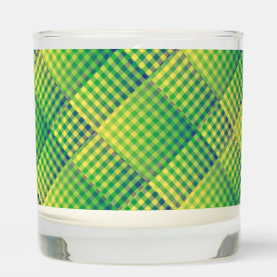 Green Blue Checker Abstract Pattern Scented Candle