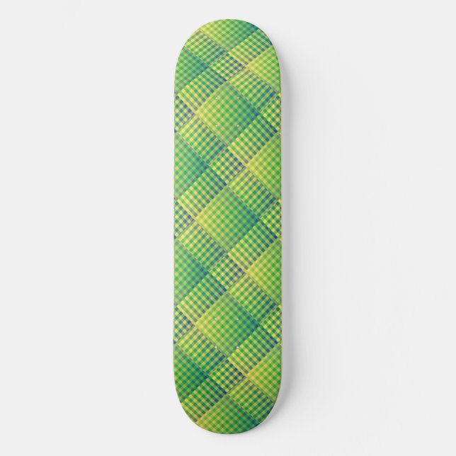 Green Blue Checker Abstract Pattern Skateboard (Front)