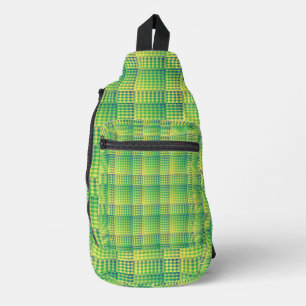 Green Blue Checker Abstract Pattern Sling Bag