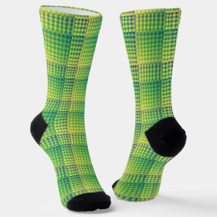 Green Blue Checker Abstract Pattern Socks