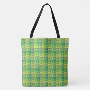 Green Blue Checker Abstract Pattern Tote Bag