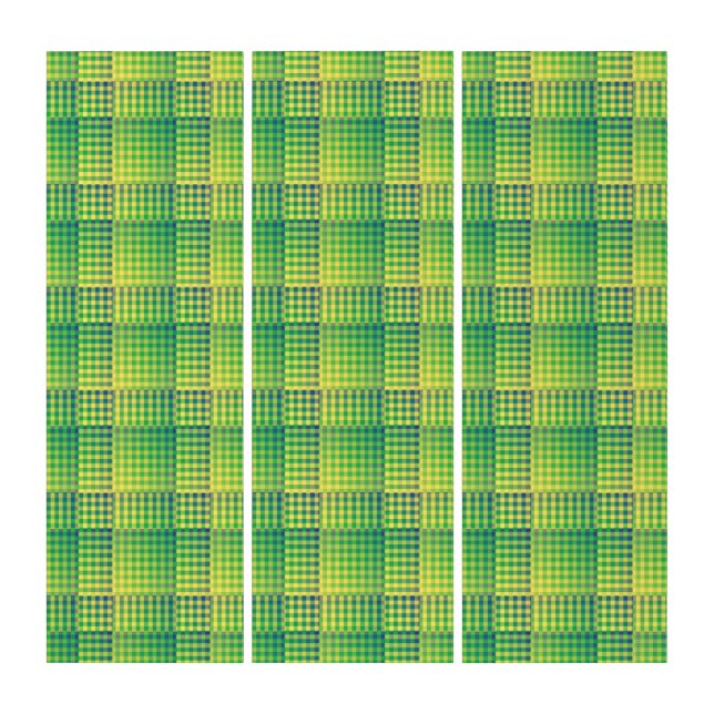 Green Blue Checker Abstract Pattern Triptych (Front)
